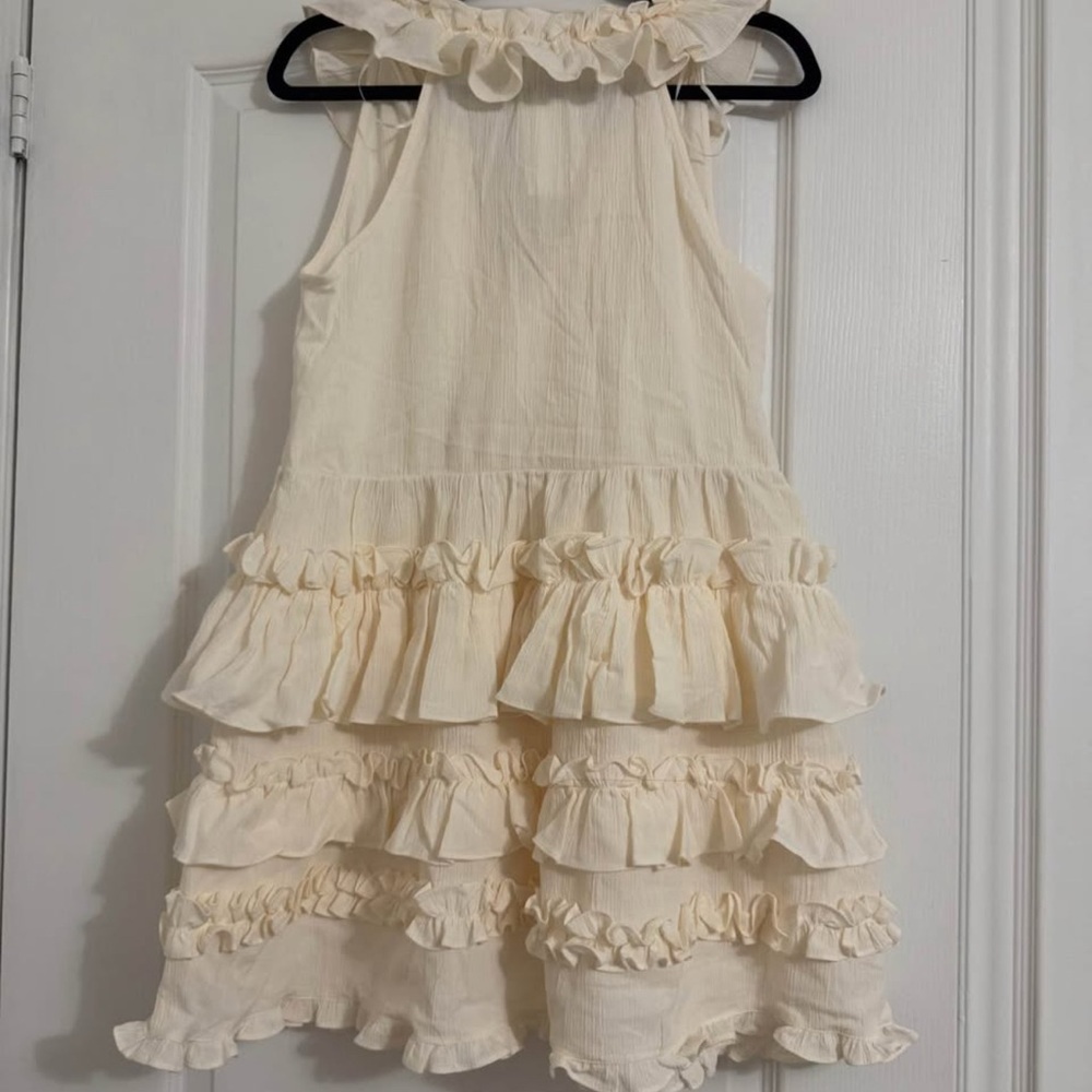 H&M Cream Ruffle Tiered Mini Dress - Picture 8 of 8